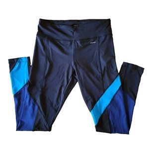 Jockey Capri leggings Sz Small Black and Blue Color Block
